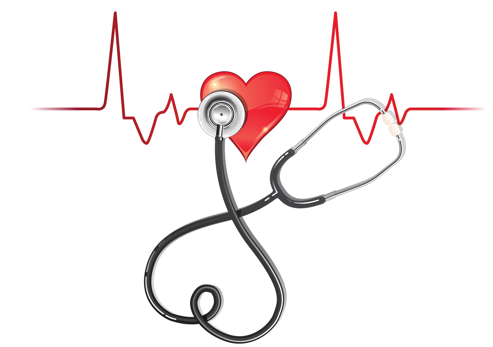 dessin qui illustre le rythme cardiaque avec un coeur rouge au centre