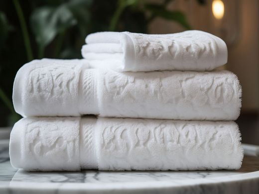 Une pile de serviettes blanches pliées.