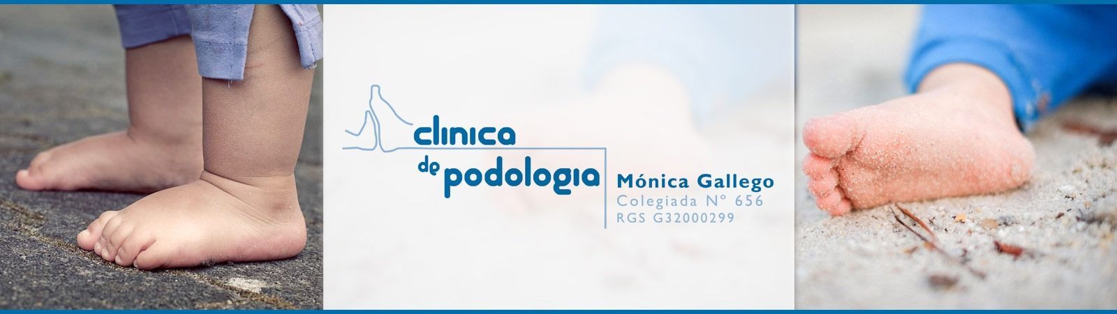 Pies de bebé en fotos con el logo de la clínica.