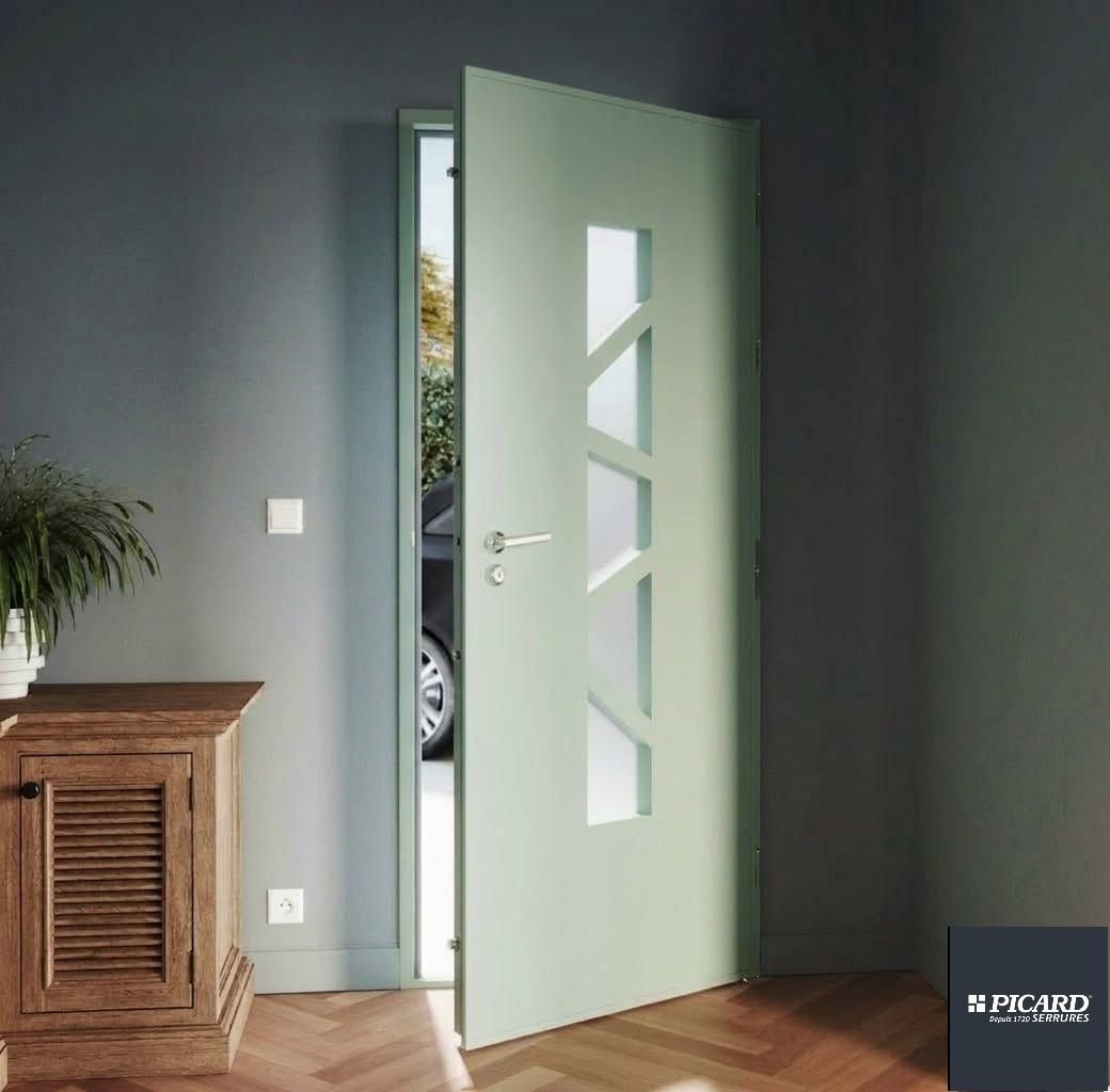 Porte d'entrée de couleur vert menthe
