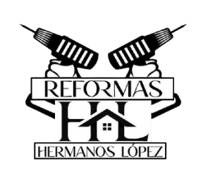 Un logotipo en blanco y negro para Hermanos López Reformas.