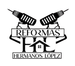 Un logotipo en blanco y negro para Hermanos López Reformas.
