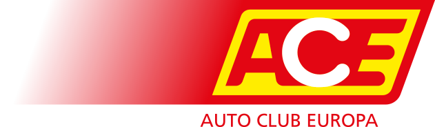Rotes und gelbes AC3 Auto Club Europa-Logo auf weißem Hintergrund