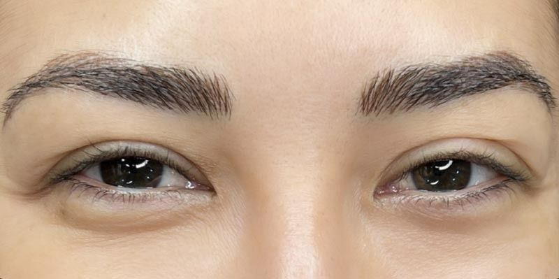Un primer plano de los ojos y las cejas de una mujer.