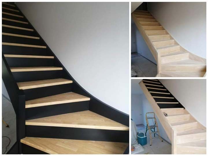 Restauration escalier noir et bois