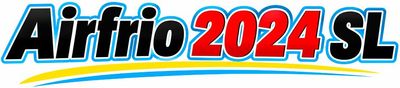 Logotipo de Airfrio 2024 SL en texto azul, rojo y negro con un contorno blanco.