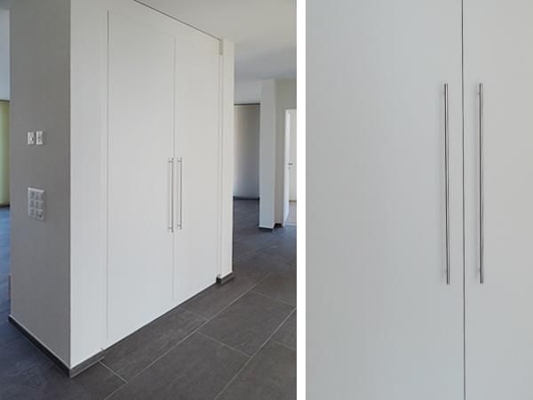 Ein Bild von einem Flur und ein Bild von einem Schrank