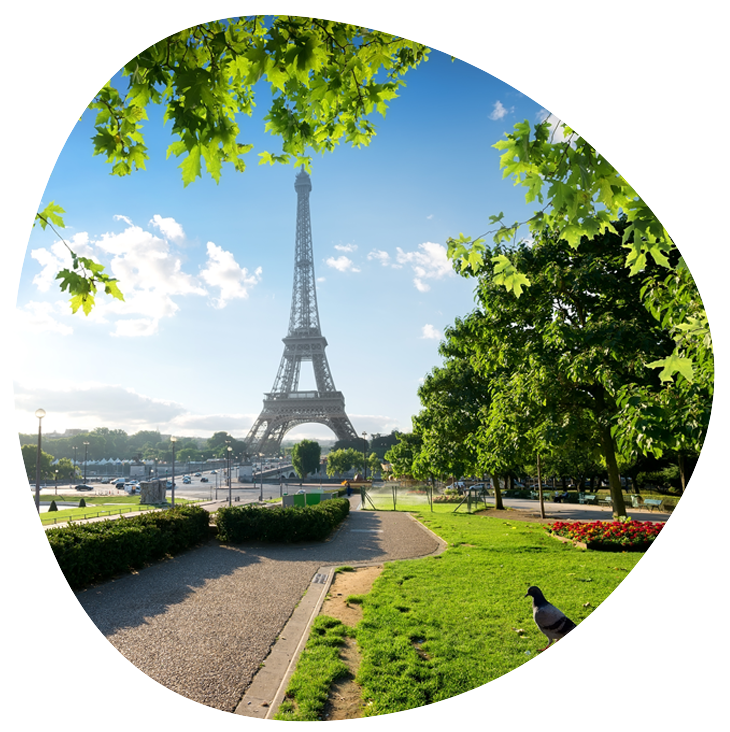 Paysage de la tour Eiffel  avec la nature