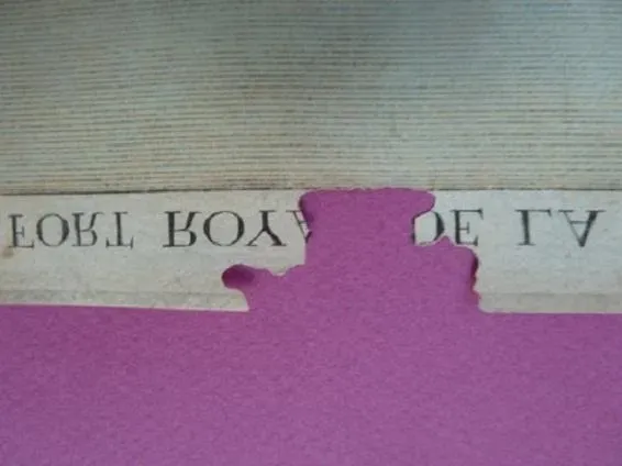 Gavure, vue d'optique XVIIIe siècle : dégradation présence de lacune dans un graphisme - Avant