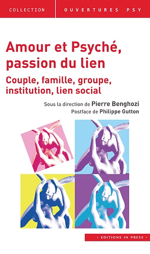 Couverture de livre française, titre rouge, fond blanc, quatre illustrations colorées d'étreintes en bleu, rose et violet.