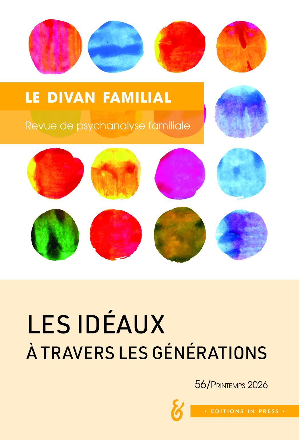 couverture avec des cercles colorés et le titre “Le divan familial: Les idéaux à travers les générations”