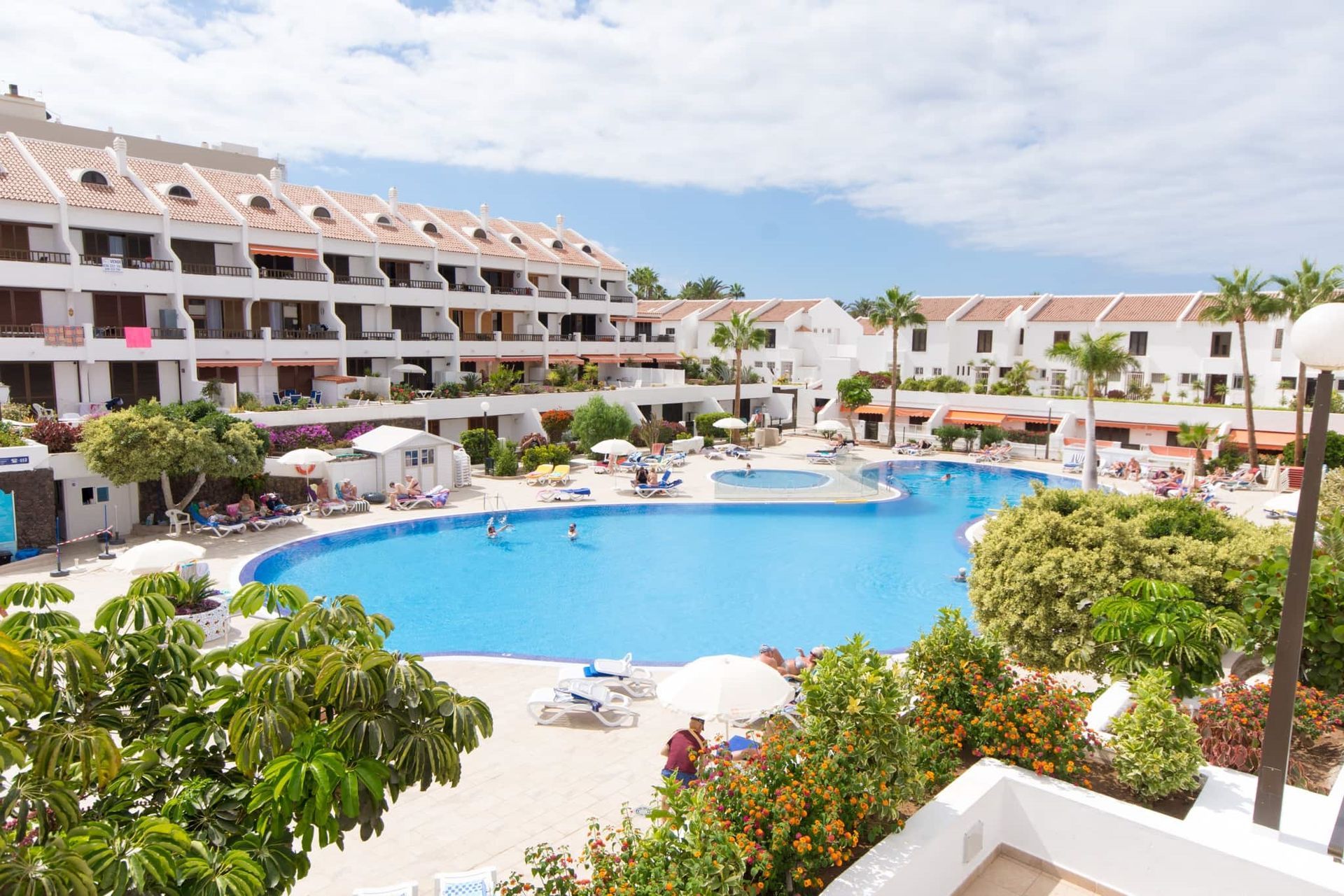 Swimming pool at Parque Santiago I in Playa de las Americas, Tenerife.