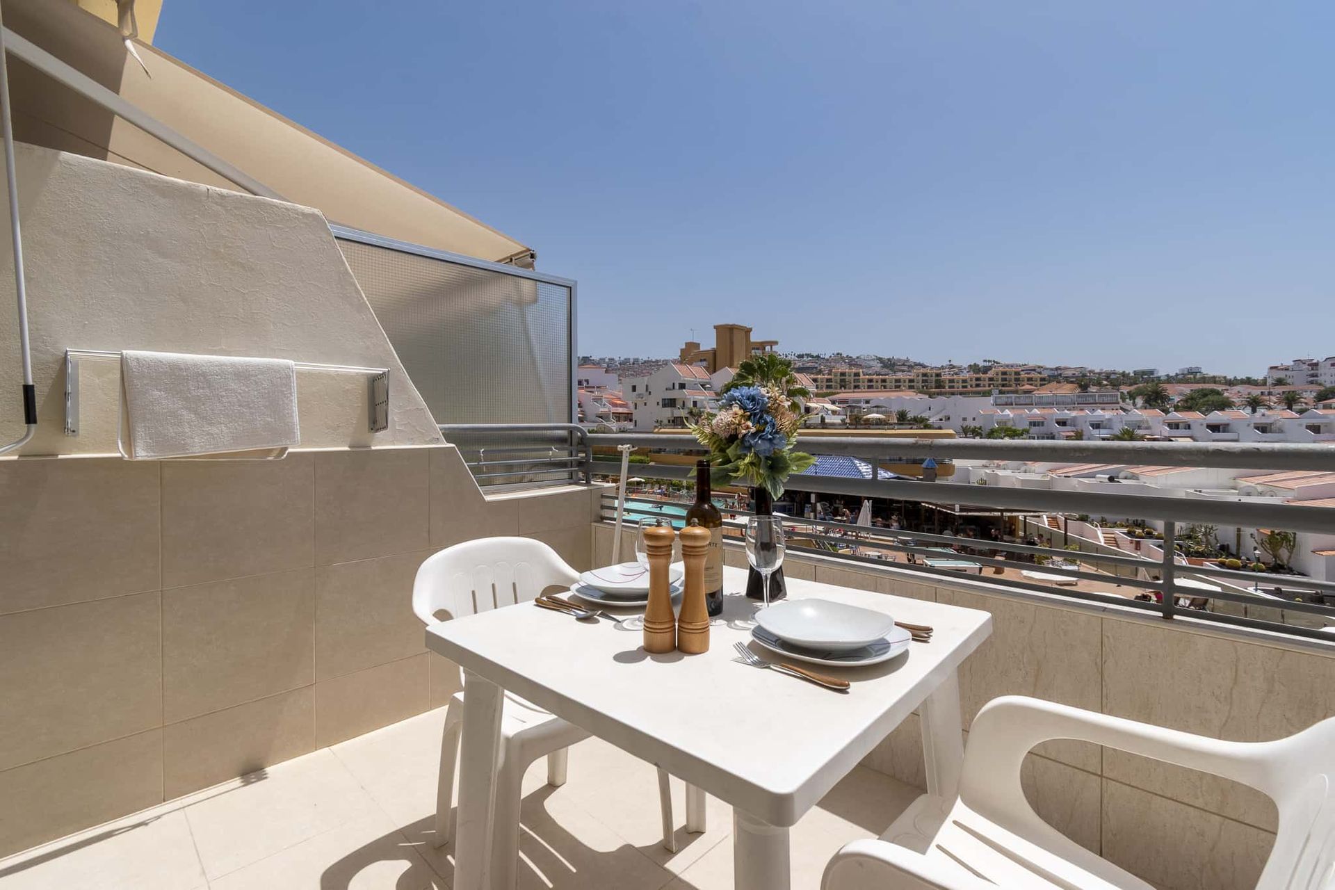 Balcony with patio table and chairs, Santa Maria, Costa Adeje, Tenerife