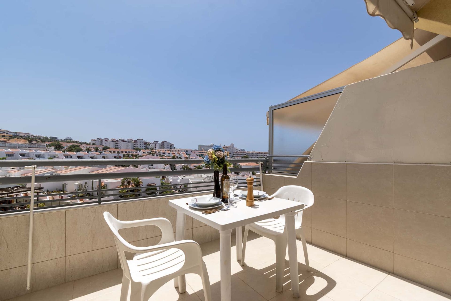 Balcony with patio table and chairs, Santa Maria, Costa Adeje, Tenerife