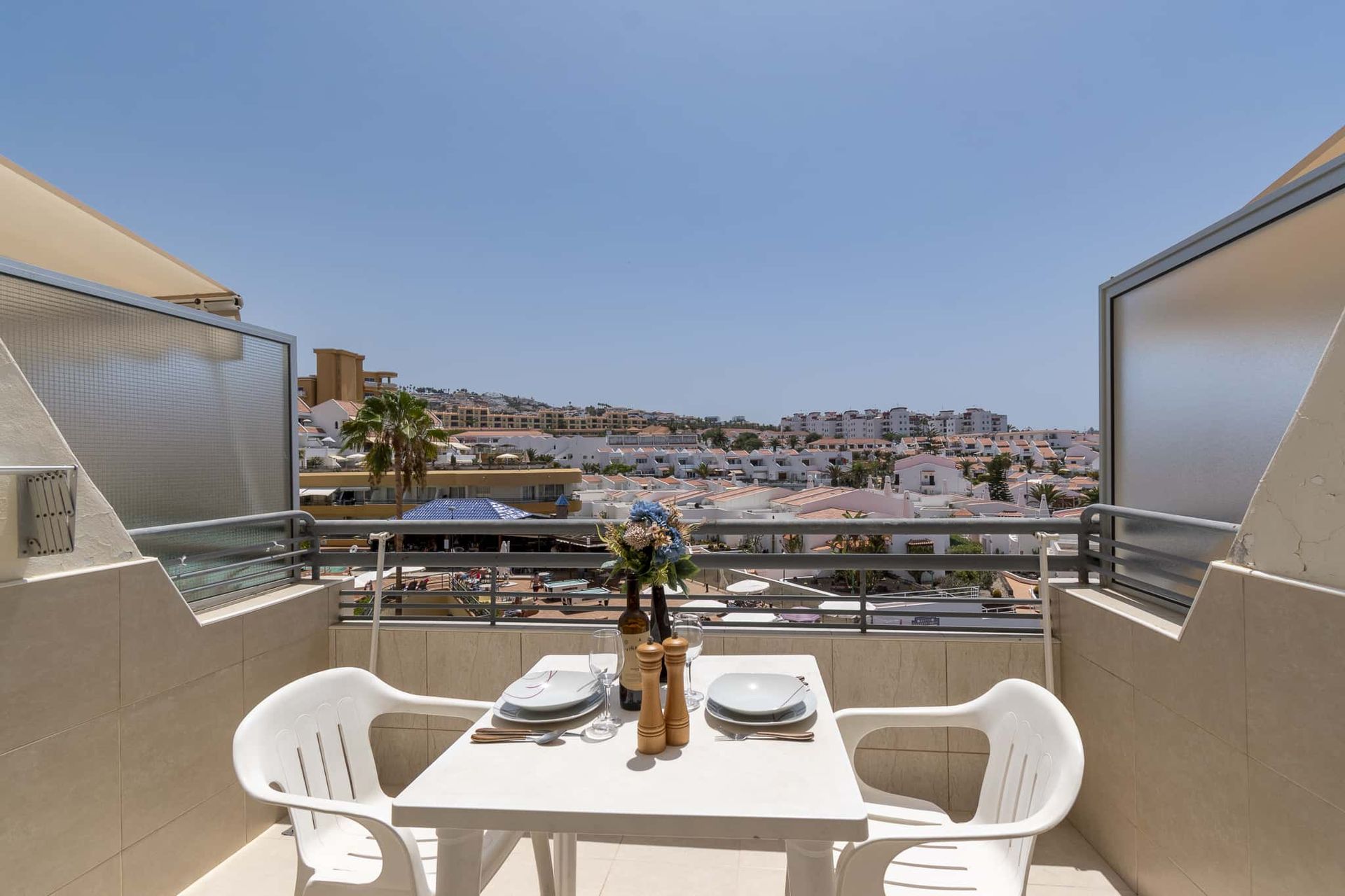 Balcony with patio table and chairs, Santa Maria, Costa Adeje, Tenerife