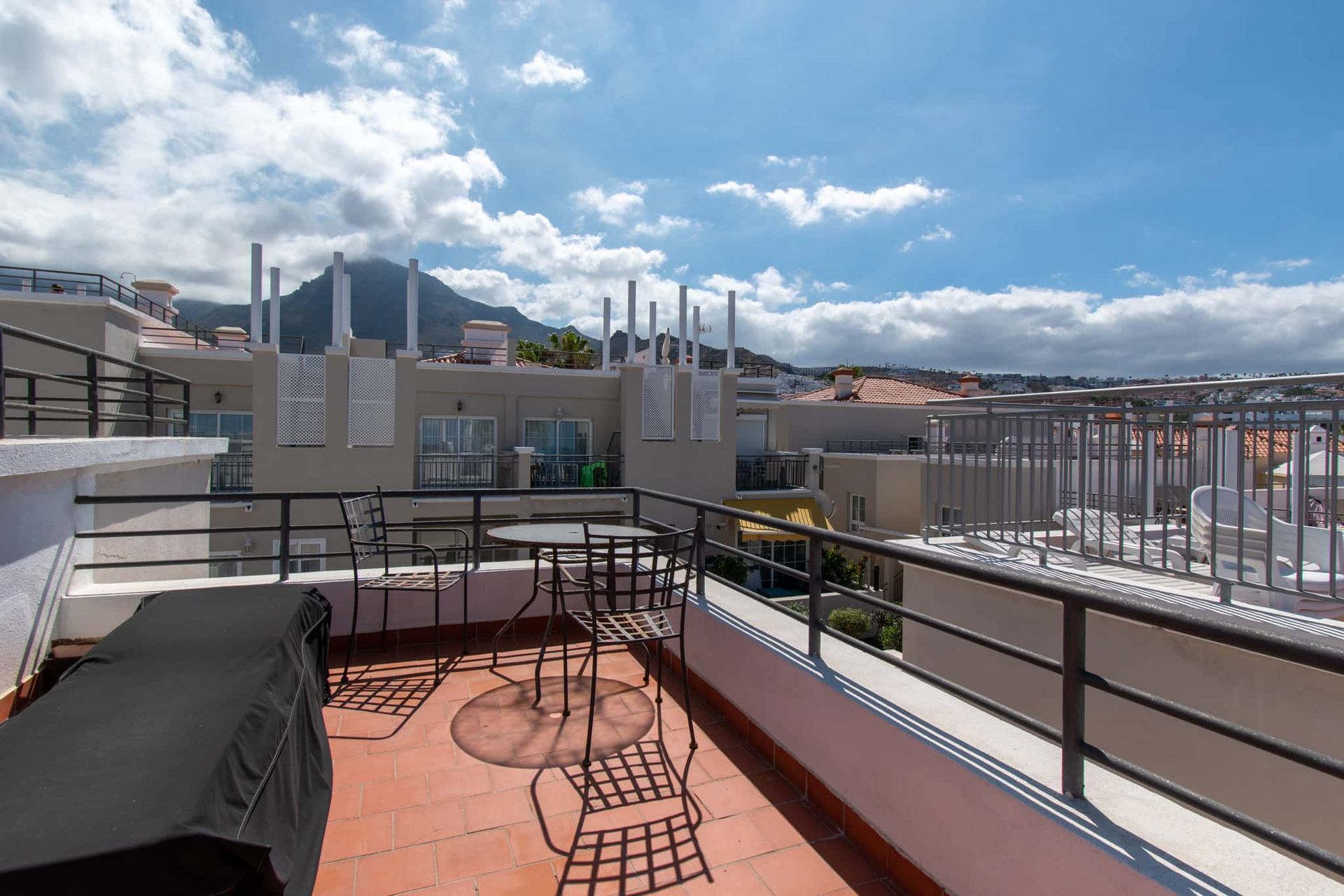 Roof terrace with patio table and chairs, Los Olivos, Costa Adeje, Tenerife