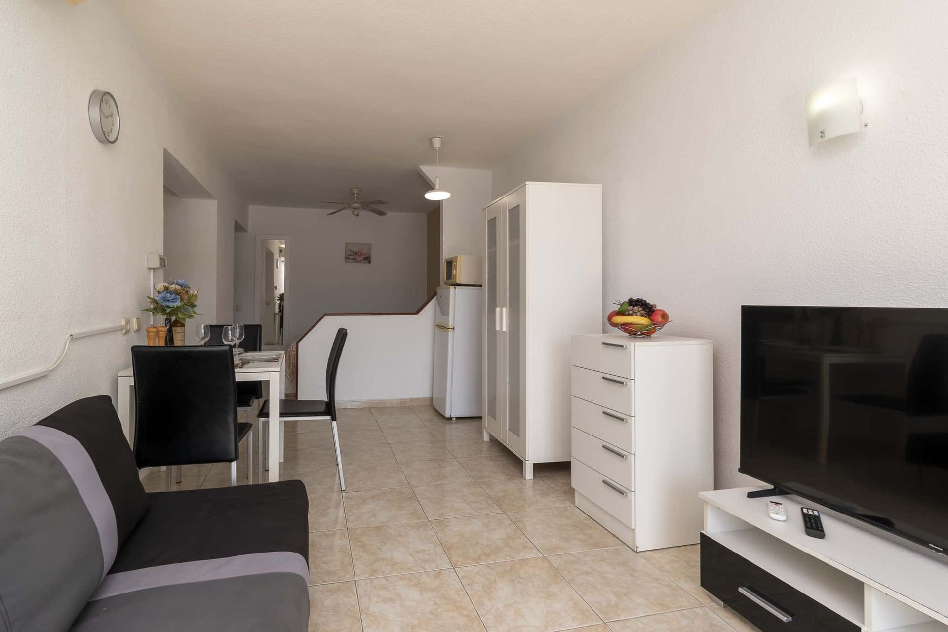 Lounge with TV, sofa bed, dining table and chairs, Santa Maria, Costa Adeje, Tenerife