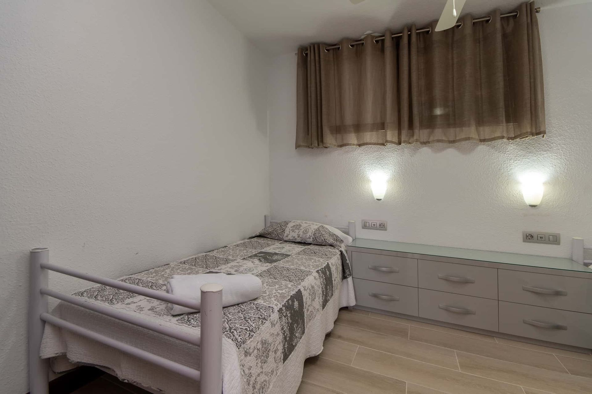 Bedroom with single bed at Parque Santiago II, Playa de las Americas, Tenerife
