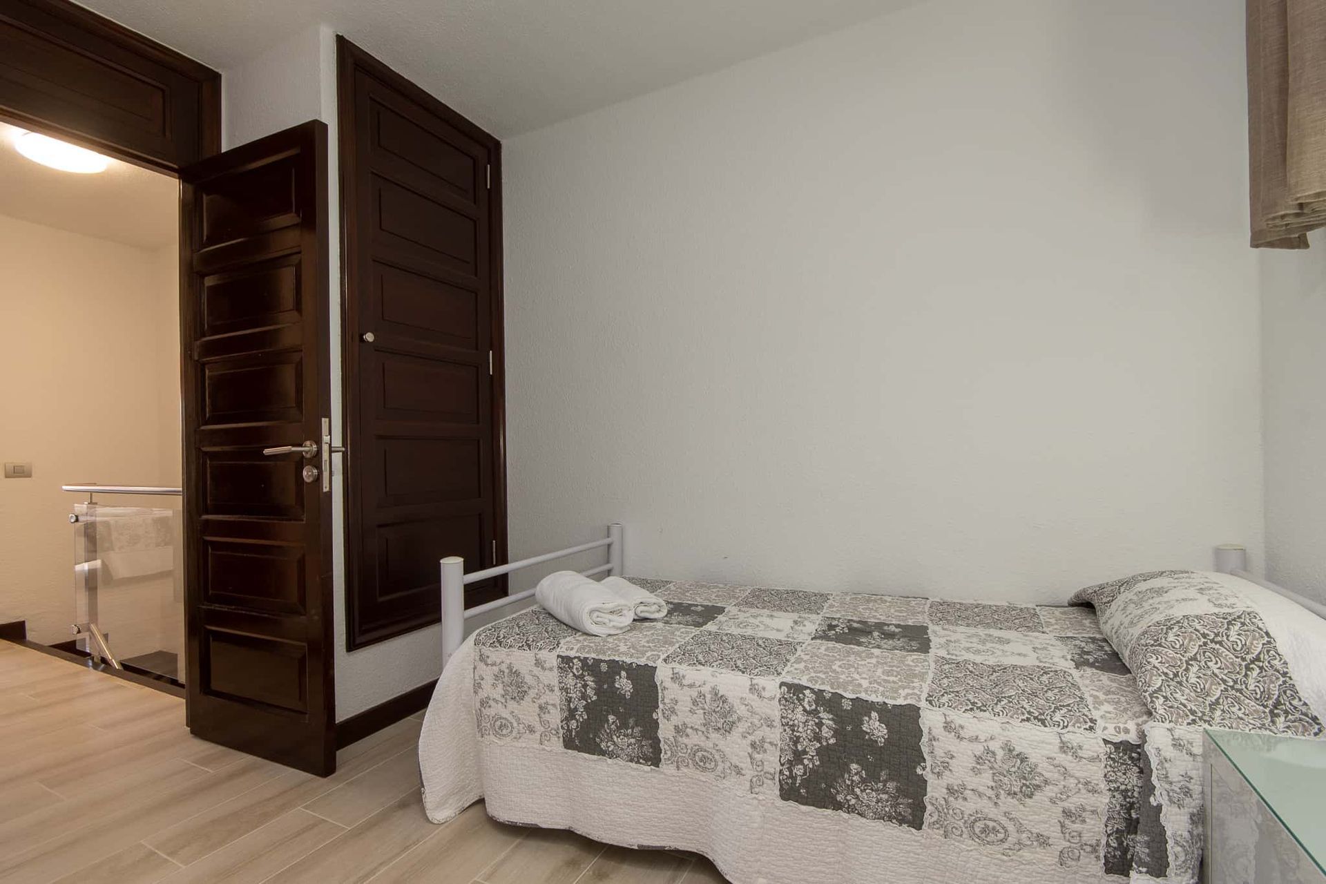 Bedroom with single bed, fitted wardrobe, at Parque Santiago II, Playa de las Americas, Tenerife