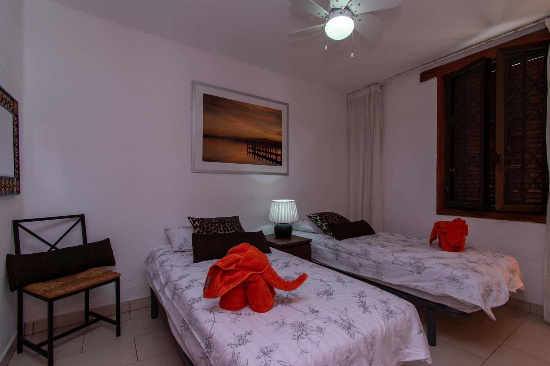 Bedroom with 2 single beds, chair, Parque Santiago I, Playa de las Americas, Tenerife