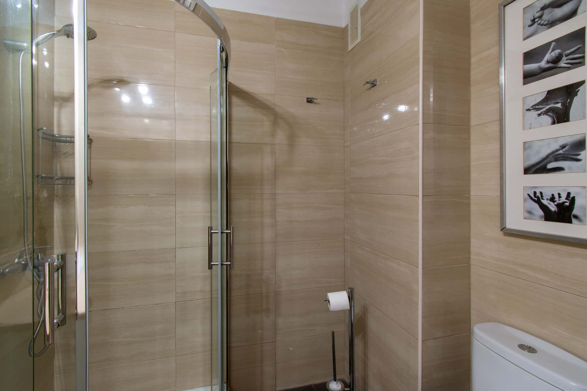 Bathroom with shower cubicle, Los Olivos, Costa Adeje, Tenerife.