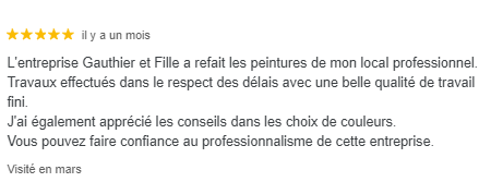 Avis sur l'entreprise de peinture Stéphane Gauthier 6