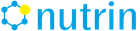 Das Logo von Nutrin ist blau und gelb mit einem gelben Kreis in der Mitte.