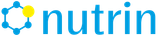 Das Logo von Nutrin ist blau und gelb mit einem gelben Kreis in der Mitte.