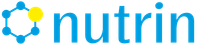 Das Logo von Nutrin ist blau und gelb mit einem gelben Kreis in der Mitte.