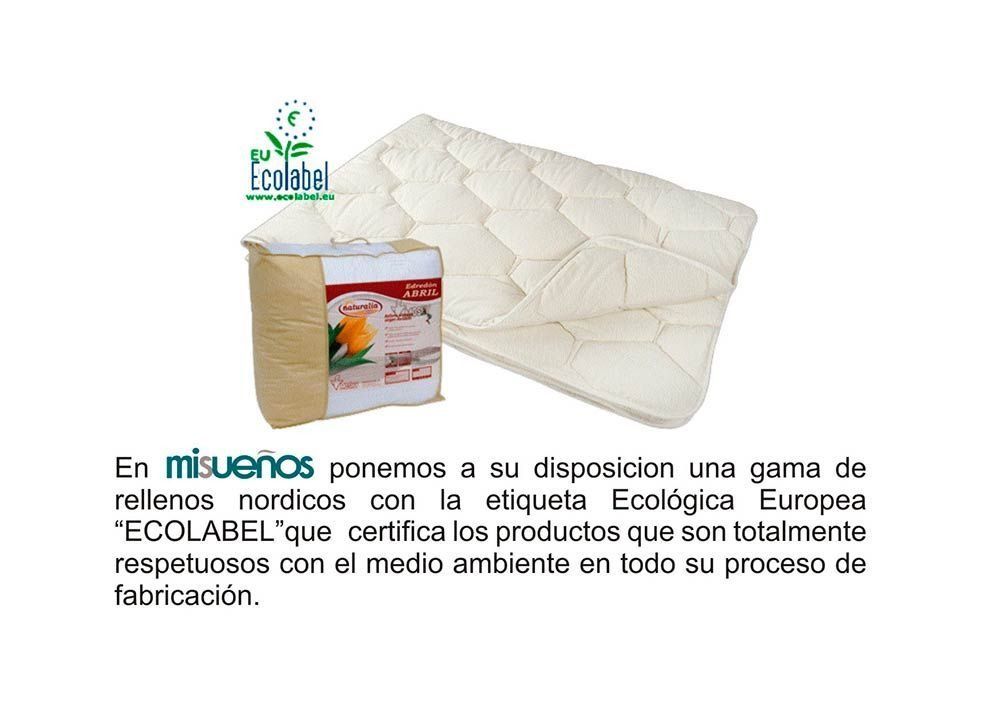 Una imagen de un colchón y una caja con texto en español.