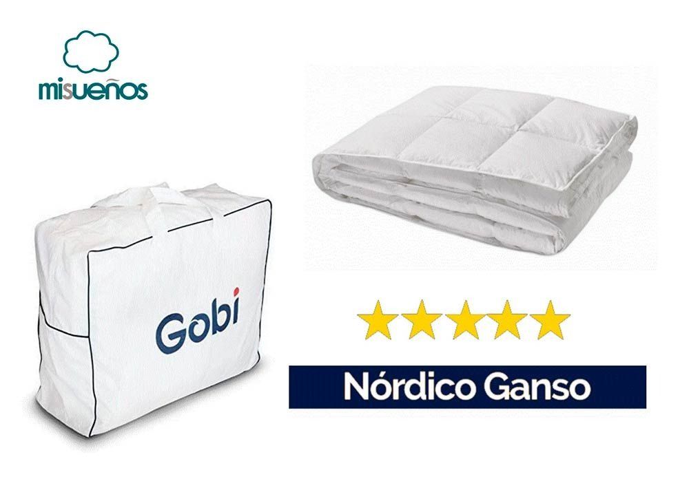Un edredón blanco de gobi nordico ganso en una bolsa