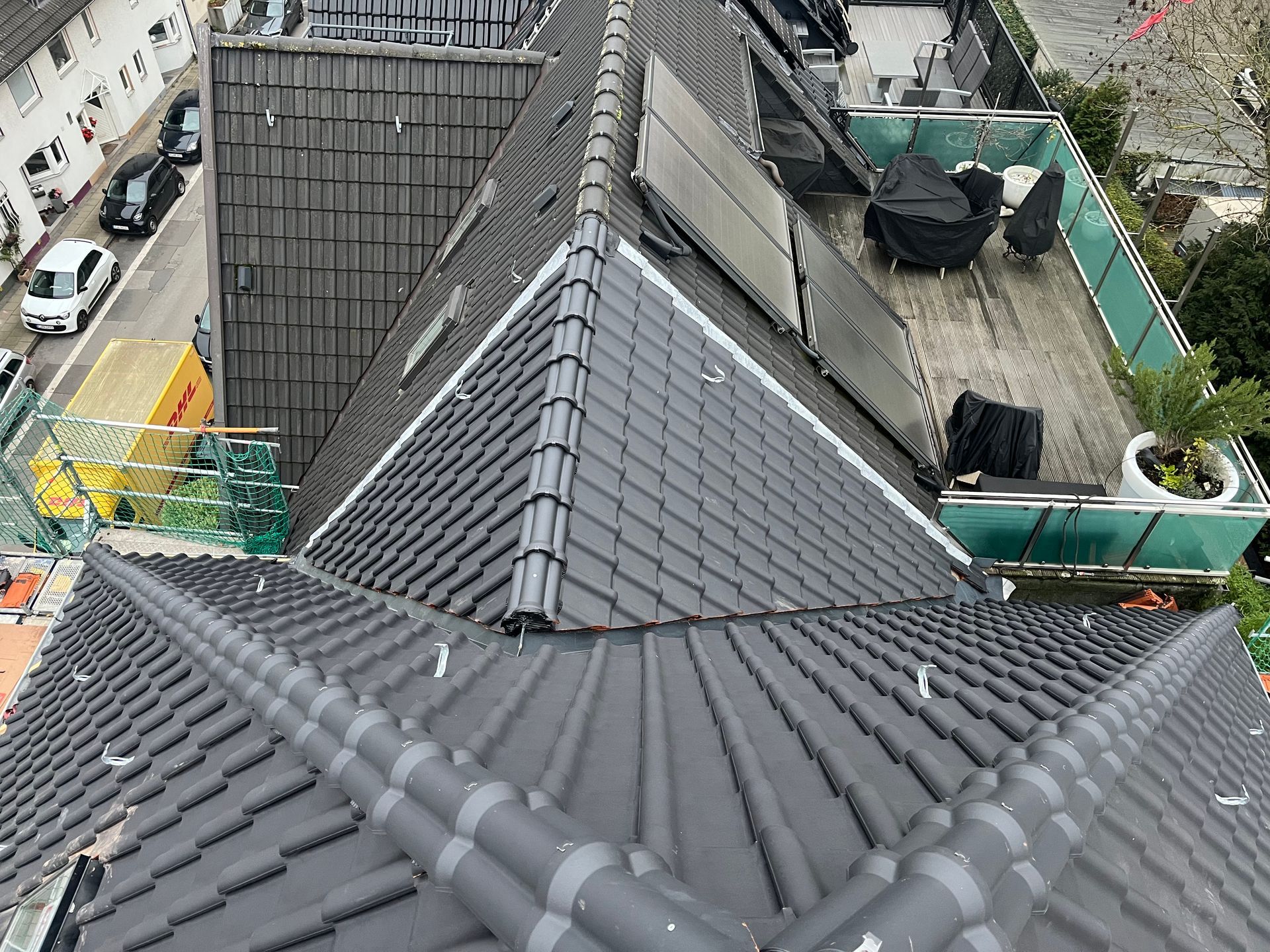 Dachdecker Essen Dachdecker Mülheim an der Ruhr Steildachsanierung Laumanns Stehfalzgaube Rheinzink Clima Comfort Aufdachdämmung