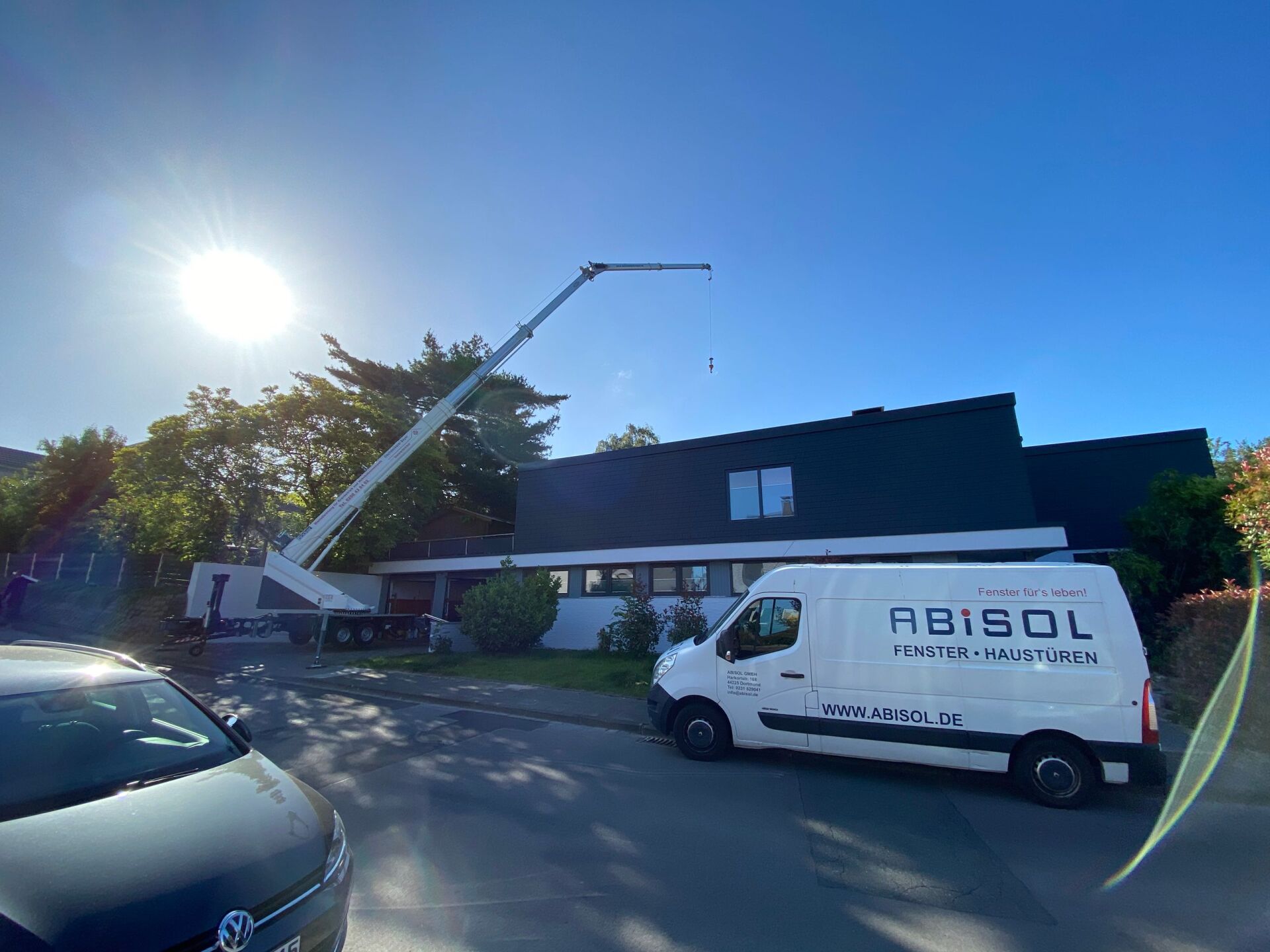 Schüco Kran Fenstertransport Vermietung