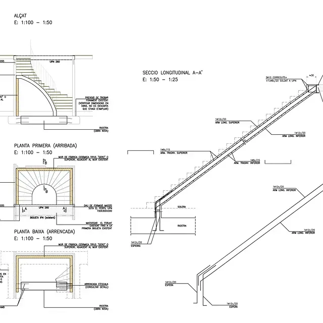 Un dibujo en blanco y negro de un conjunto de escaleras.