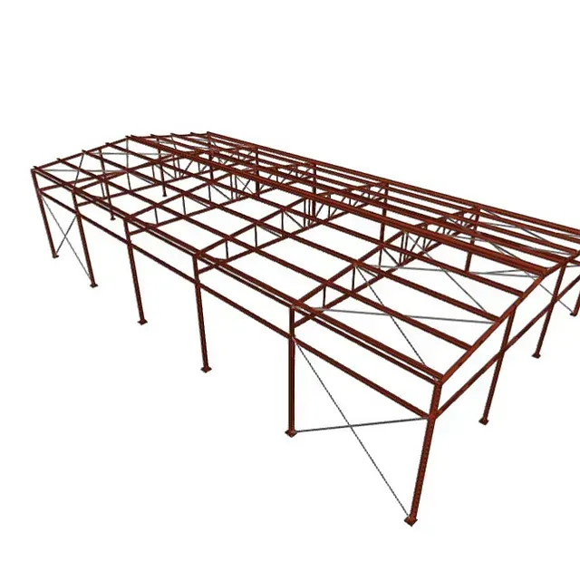 Un modelo 3D de una estructura metálica sobre un fondo blanco.