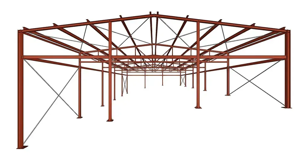 Un dibujo de una estructura metálica sobre un fondo blanco.