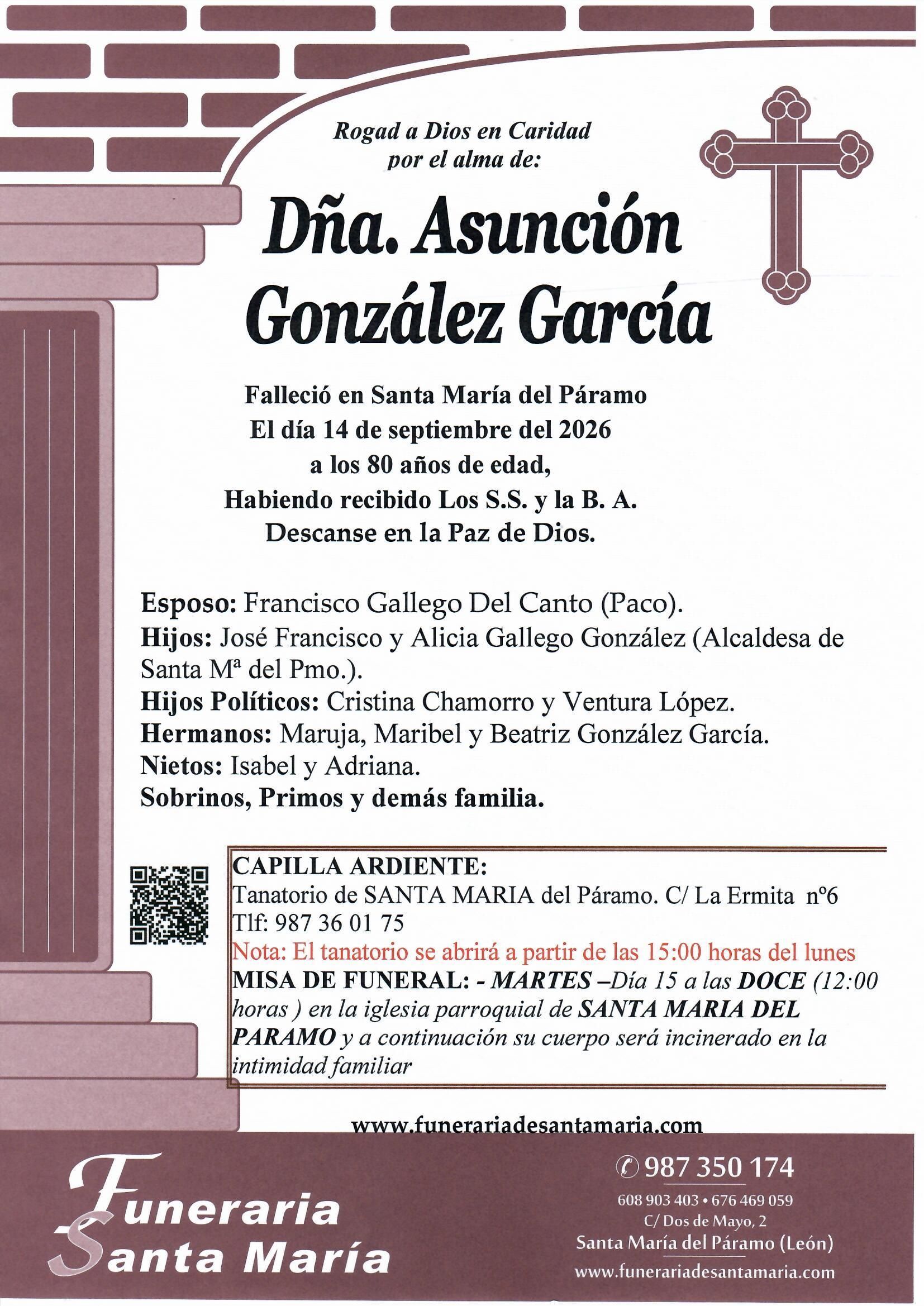ESQUELA ASUNCION GONZALEZ GARCIA
