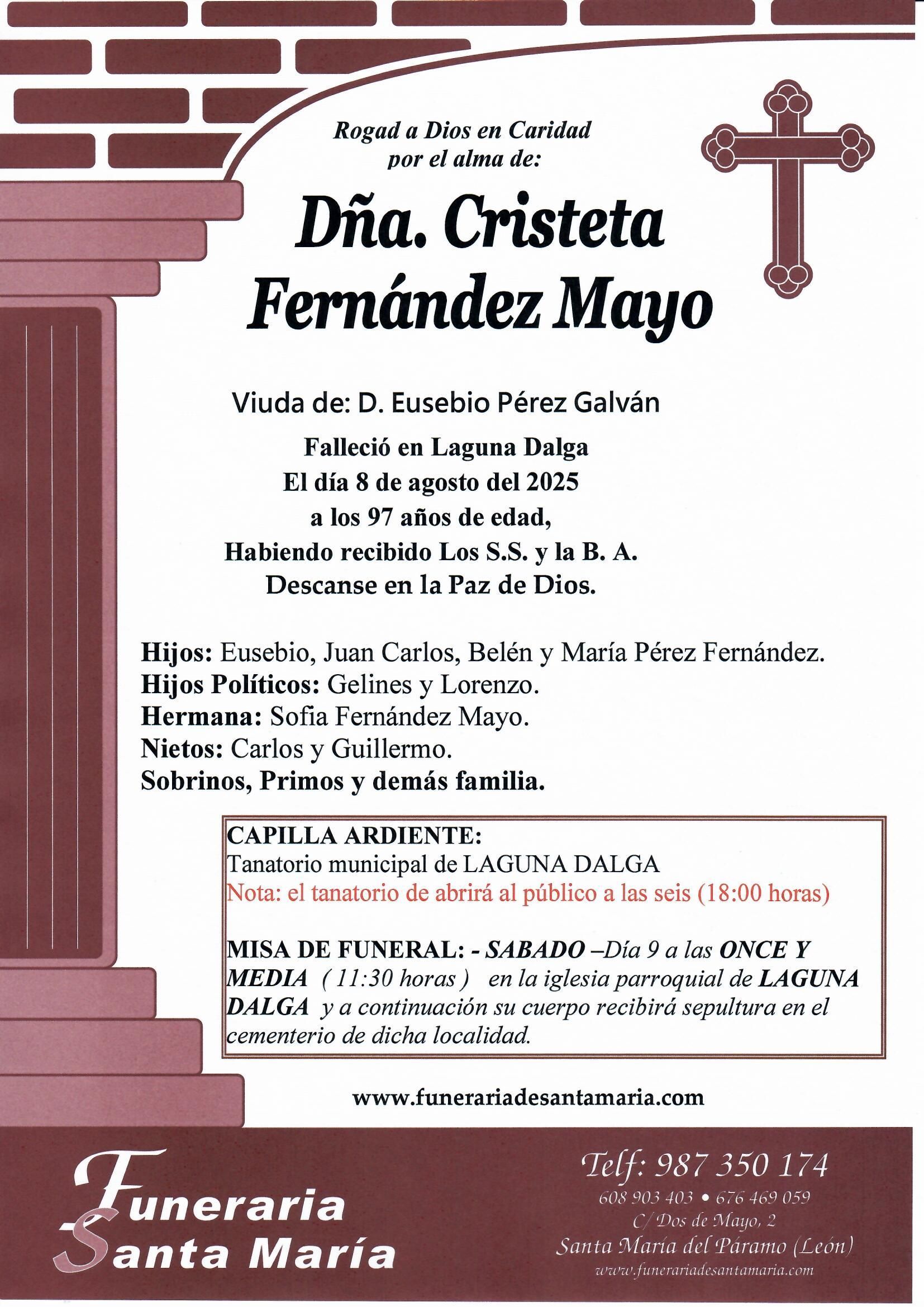 ESQUELA CRISTETA FERNÁNDEZ MAYO