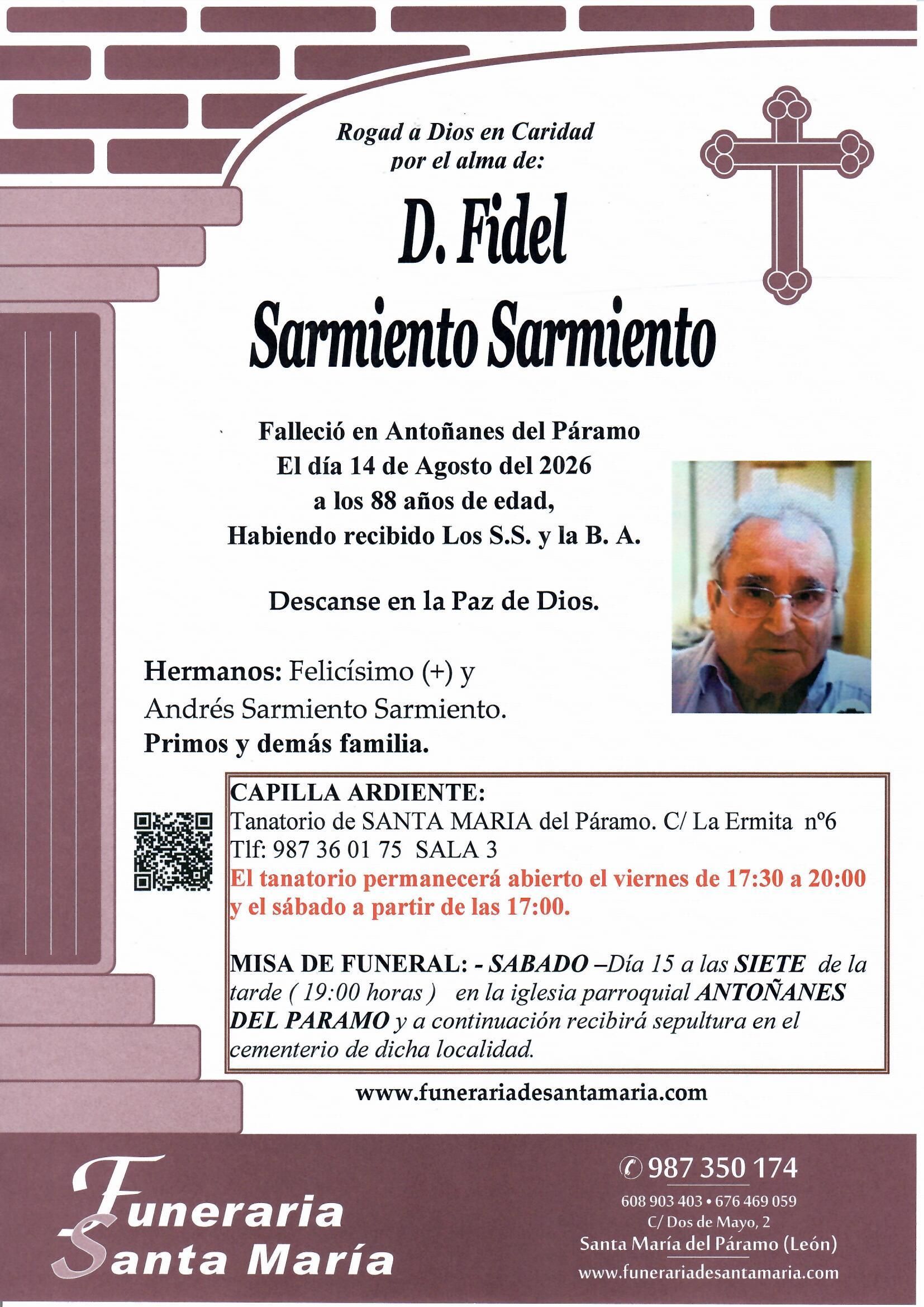 ESQUELA FIDEL SARMIENTO SARMIENTO