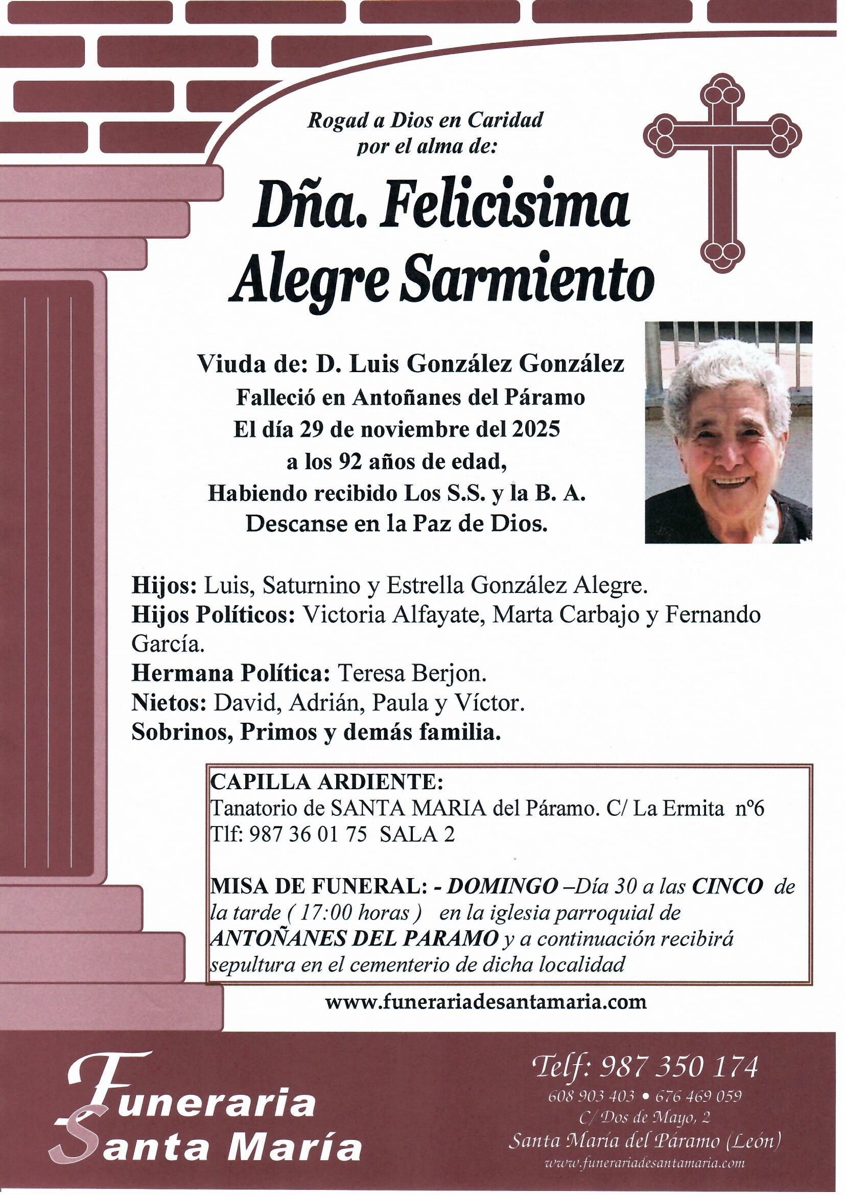 FELICISIMA ALEGRE SARMIENTO