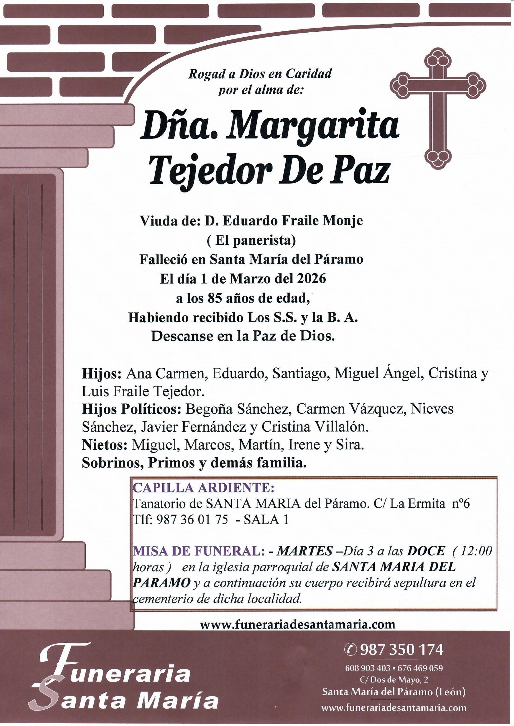 MARGARITA TEJEDOR DE PAZ