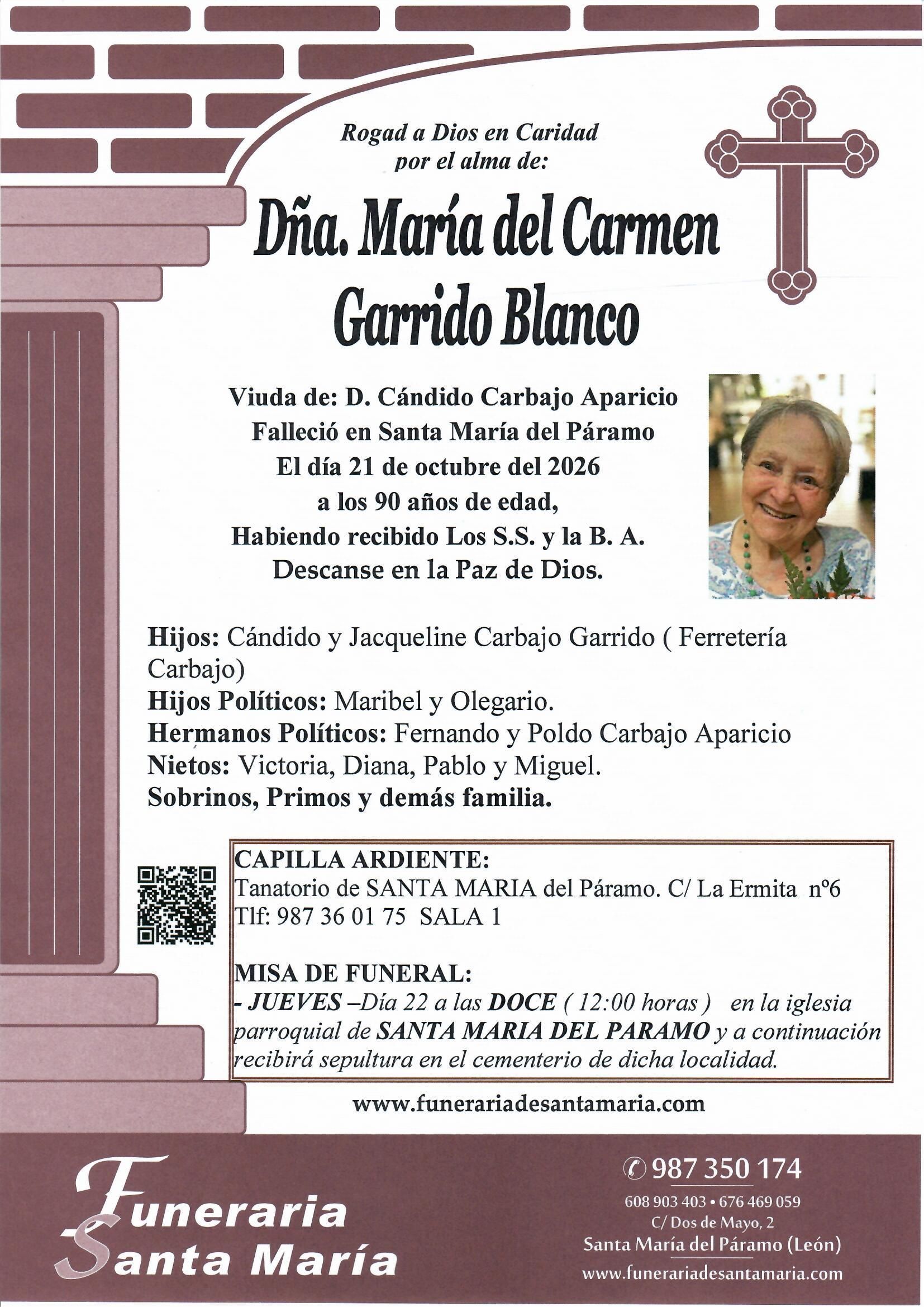 ESQUELA MARIA DEL CARMEN GARRIDO BLANCO