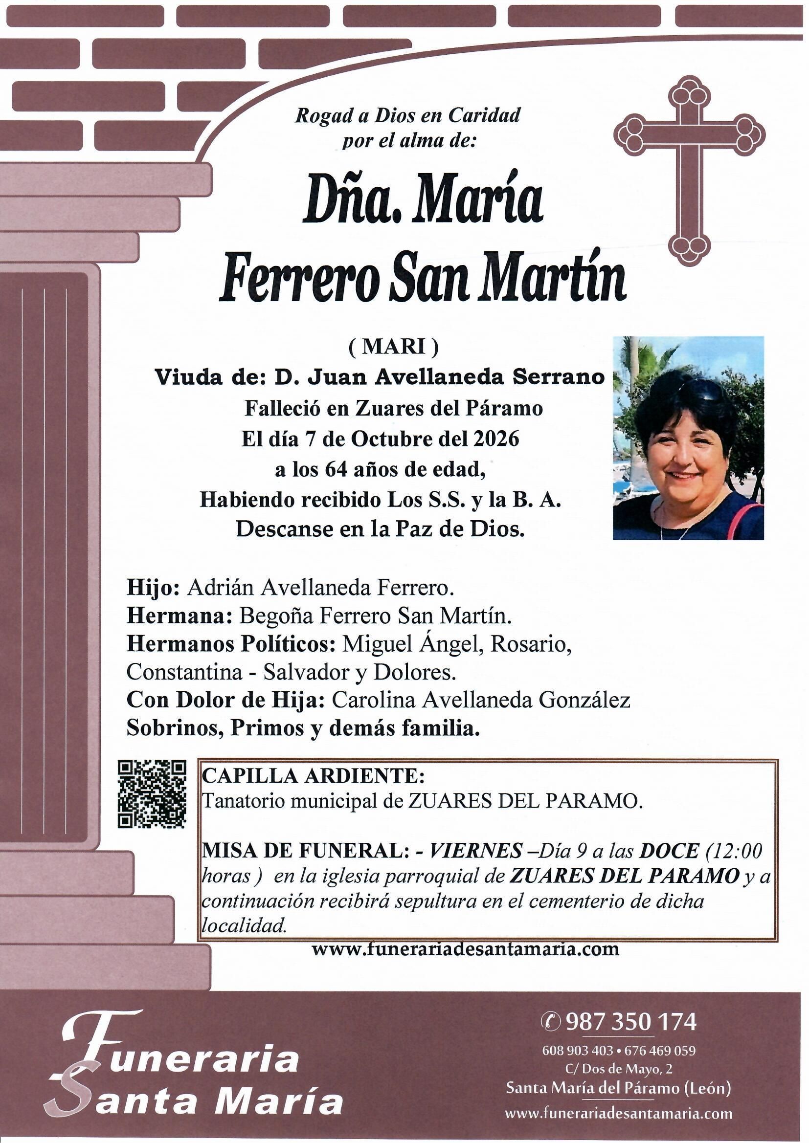 ESQUELA MARIA FERRERO SAN MARTIN