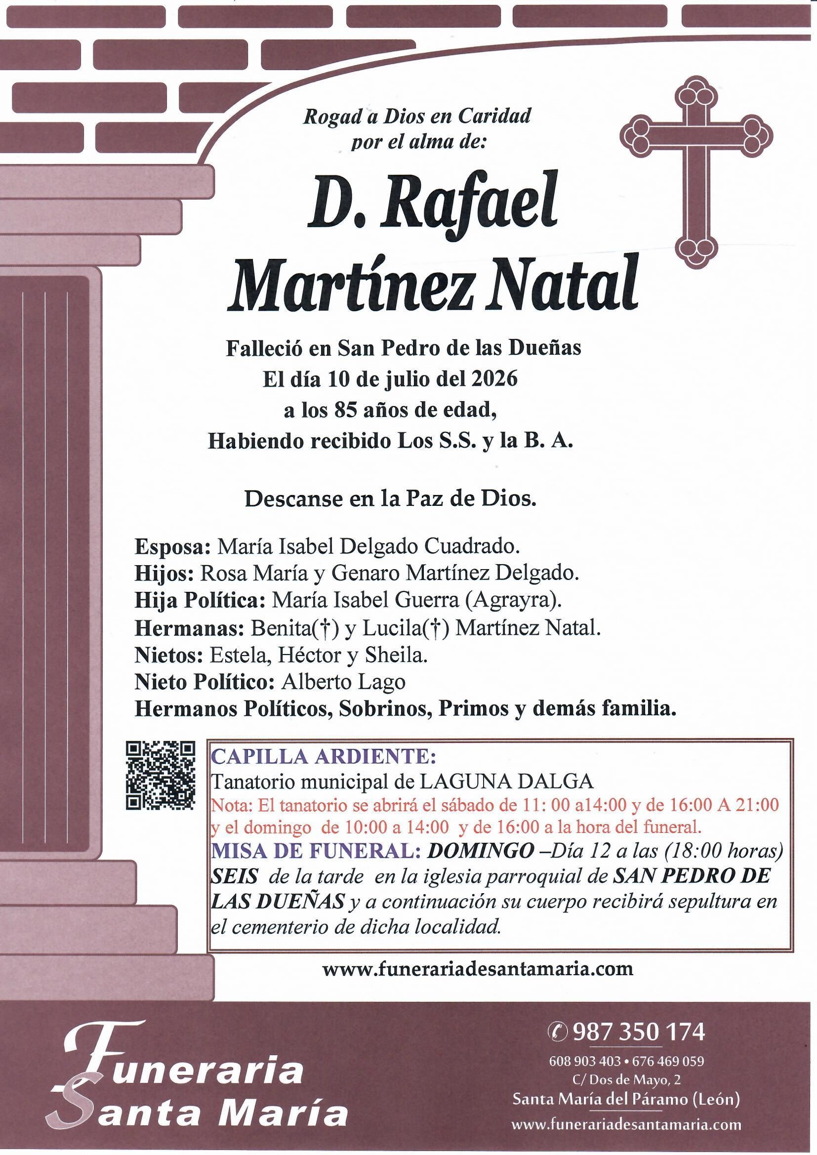 ESQUELA DE  D. LRAFAEL MARTÍNEZ NATAL