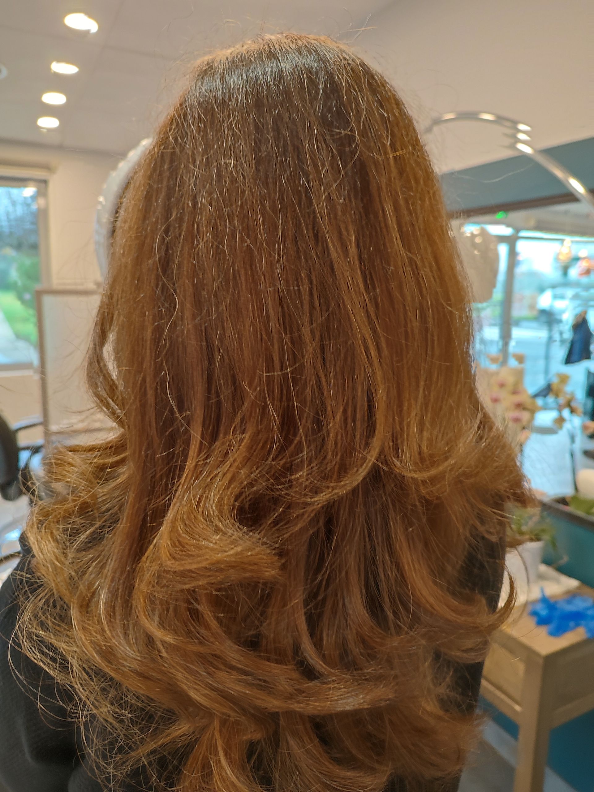 Cheveux longs avec des reflets roux