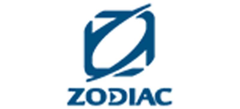 Un logotipo del zodíaco azul sobre un fondo blanco.