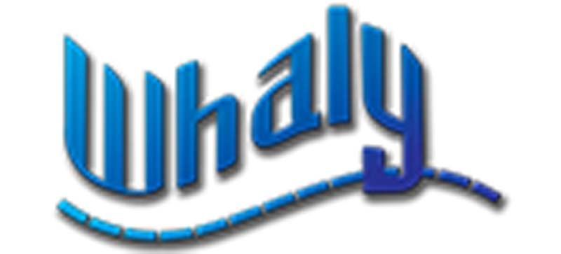 Un logotipo de ballena azul sobre un fondo blanco