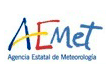 El logotipo de la agencia AEMET es azul, rojo y amarillo.