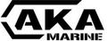 Un logotipo en blanco y negro para aka marine sobre un fondo blanco.