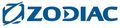 Un logotipo azul y blanco para una empresa llamada Zodiac.